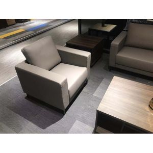 Wood Single Leather Sofa , DIOUS Office Reception Seating
