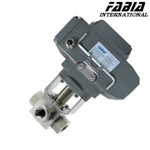 3/4" 1 4" 1 2" Three Way High Pressure Ball Valve With Internal Teeth Electric