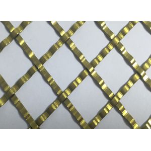 ISO9000 Square Hole Mesh Golden Crimped Metal Cabinet Mesh Antifire