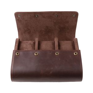 High Quality Handcrafted Travel Watch Roll Slide 6 Slot Vintage Real Leather