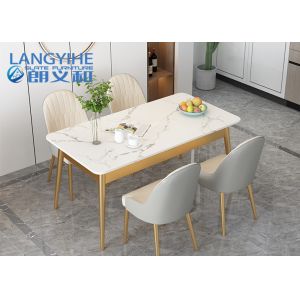 Rectangular Rock Board Marble Dining Table And Chair Combination