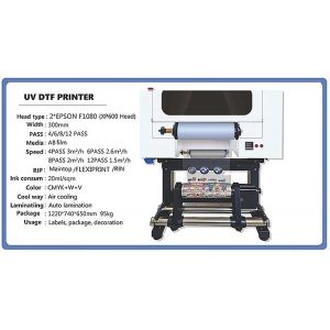 Cheap 30CM UV DTF Printer with Two Head A3 UV DTF for Bottle Acrylic Plastic for sale