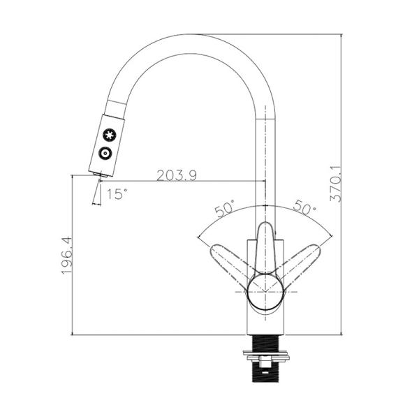 ARROW N11C608 Pull Out Kitchen Tap Polished Surface Finish