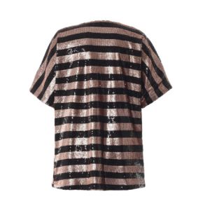 Shiny Sequin Fashion Ladies V Neck Blouse Cool Tee Shirts For Spring / Summer