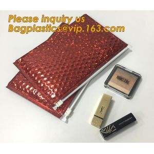 Factory Shiny Rose Gold Silver Cosmetic Zipper Bubble Bag Pink Bubble Bag With