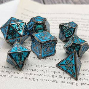 Sword Metal RPG Dice Hand Polished Cruzu Dungeon And Long DND#