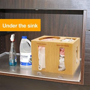 Multi-Functional Square Wall Mount Trash Bag Grocery Bag Storage Dispenser for