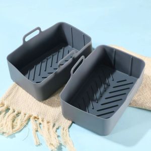 Air Fryer Silicone Liners Rectangular for Foodi Dual, Reusable Airfryer Pot