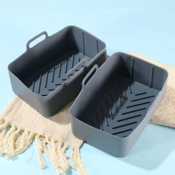 Air Fryer Silicone Liners Rectangular for Foodi Dual, Reusable Airfryer Pot
