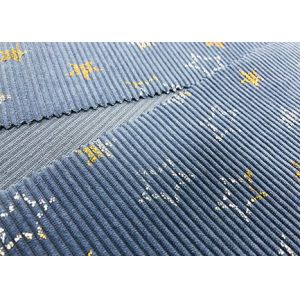 230GSM Bronzing Polyester Corduroy Fabric / Stars Blue Corduroy Fabric