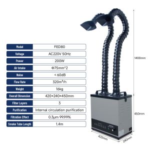 Double Laser Fume Extractor 200W For Laser Engraving Laser Cutter