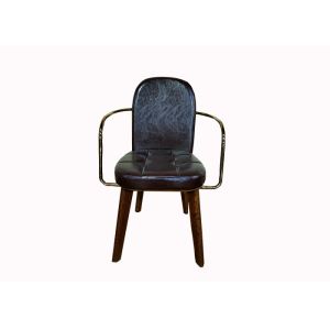 Cheap PU Leather 47cm 88cm Wrought Iron Upholstered Dining Chairs for sale