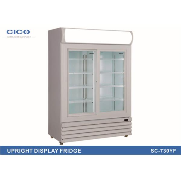 Tall White Upright Coolers Refrigerators Self - Closing Sliding Door