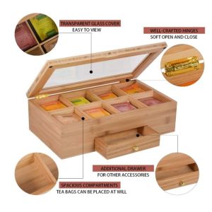 Modern Design Natural Bamboo Tea Bag Storage Box A Perfect Addition to Your