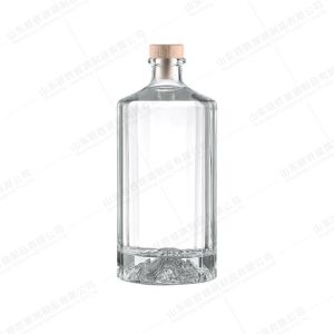 China Accptable Clear Surface Handling 750ml Vodka Spirit Gin Rum Glass Liquor Bottle with Cork on sale