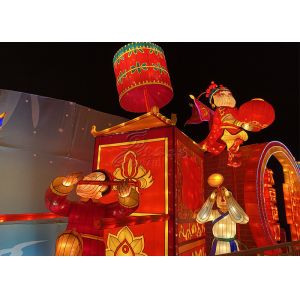 Real Size Character Fabric Chinese Lanterns For Outdoor Park In Red Color
