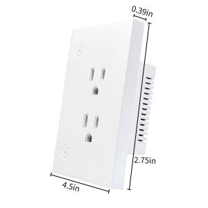 Wifi Smart In Wall Outlet With 2 Ac 16A Individual Control By App Only For 2