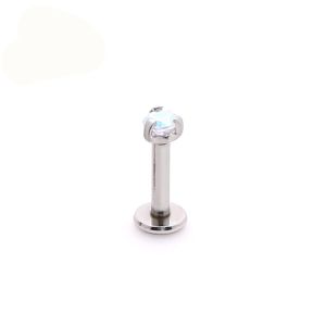 Internally Threaded Labret Piercing Jewelry with Prong Set Gem Top