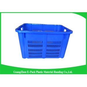 Health Blue Plastic Food Crates Big Capacity Easy Stacking Long Service Life