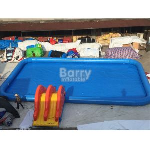 Rectangle Shape Inflatable Pool With Small Slide For Water Ball Or Paddle Boats