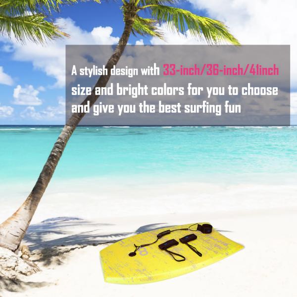 Custom Color and Logo Design Yellow 33 Inch Bodyboard for Surfing on Lakes Rivers