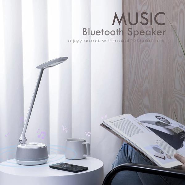 LED Desk lamp with Bluetooth Speaker, Bedside Table Lamp with USB Charging Port