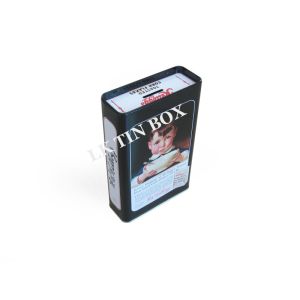 Printed Sliding Lid Small Metal Rectangular Tin Can With Printing And Embossing