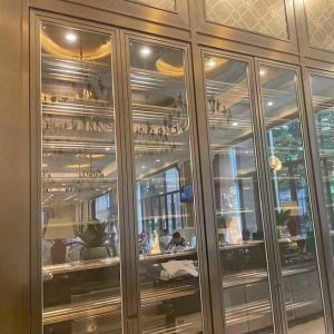 China Rustproof SUS201 Stainless Steel Wine Cabinets With Glass Door PVD Coated on sale