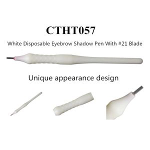 Cheap Round #21 Blade White Manual Tattoo Pen / Eyebrow Shading Pen 13CM Length for sale