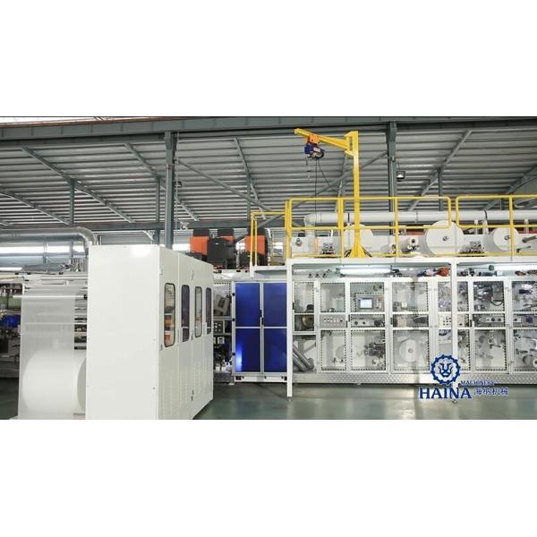 Quality HAINA Automatic Stacking 500pcs/Min T Shape Baby Diaper Equipment wholesale