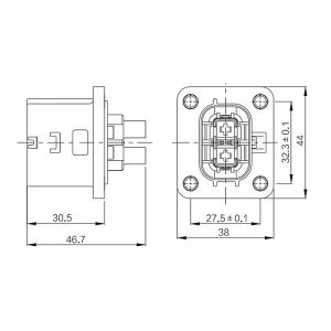 120A EV Battery Connector , Right Angle High Voltage Automotive Connectors