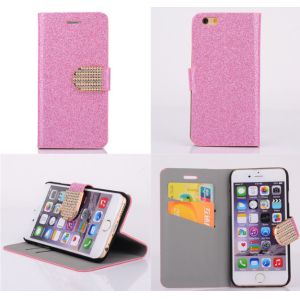 Glitter PU leather wallet Case For iPhone 4 5s 6 plus 7 SAMSUNG galaxy s5 s4 S6