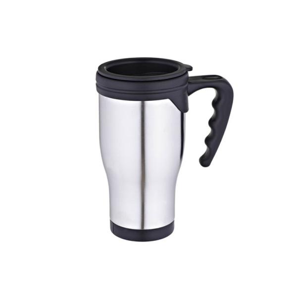 Quality 14oz inner PP Outer steel travel mug press lid with handle convenient to drink wholesale