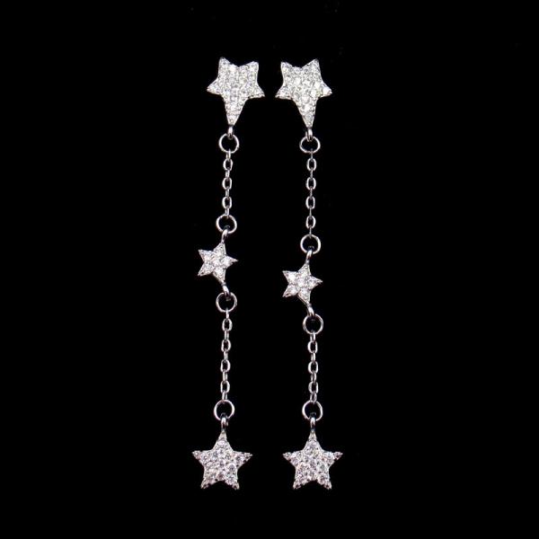 Quality Custom Made Silver Cubic Zirconia Earrings Jewelry With Logo Printed wholesale