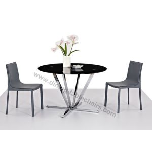Black Tinted 6 Person Round Dining Table Scratch Proof Ideal For Living Room