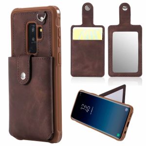 Samsung Galaxy S9 Leather Hidden Mirror Case with Card Slots Stay Back Cover