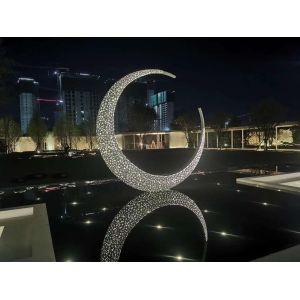China Large Modern Sculpture , Outdoor Metal Art Sculptures with LED light for garden decoration on sale