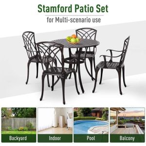 Modern Design Style Iron Frame Cast Aluminum Dining Furniture Set with Round