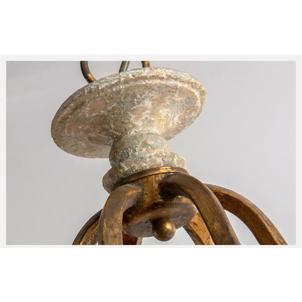 Wood teardrop Iron bronze chandelier for Living room Bedroom (WH-CI-72)