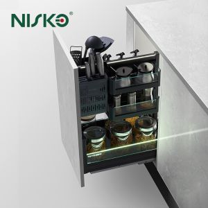 China Multipurpose Drawer Basket Pull-out Kitchen Seasoning Bottle Spice Rack on sale