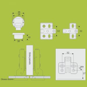 high quality glass door hinge with brass color decorative