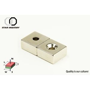 China Strong Ndfeb Door Magnets For Multi Stopper N52 Countersunk Square Shape on sale