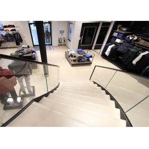 Commercial Stainless Steel Staircase With Tempered Glass Railing PRC-20