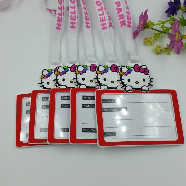 Cute Hello Kitty Design Business Card Pouch ID Card Holder With Printing String