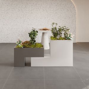 European style square stackable planter white metal flower pot