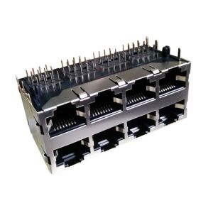 2X4 Port 8P8C RJ45 Female Connector with 5G Base-T Magnetics ARJM24A1-811-NN-CW2