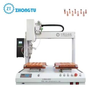 Double Platform Automatic Soldering Machine with 0.6~1.5mm Solder Wire and ±0.02mm Repeat Accuracy for PCB Circuit Boards