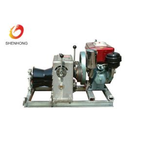 3T 5T Engine Powered Diesel Cable Winch Sagging Operation In Line Construction