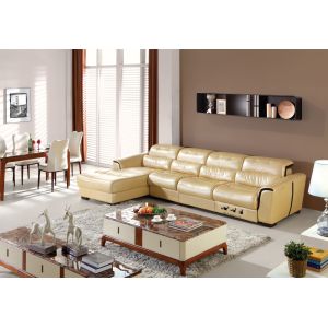 Cheap luxury home genuine leather combination sofa with recliner for sale