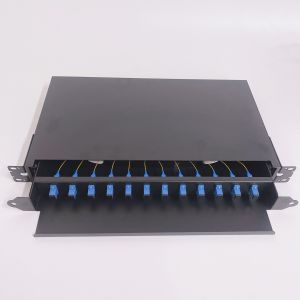 12 Ports 19 Inch Rack Mount Fiber Optic Patch Panel with Drawer Sliding